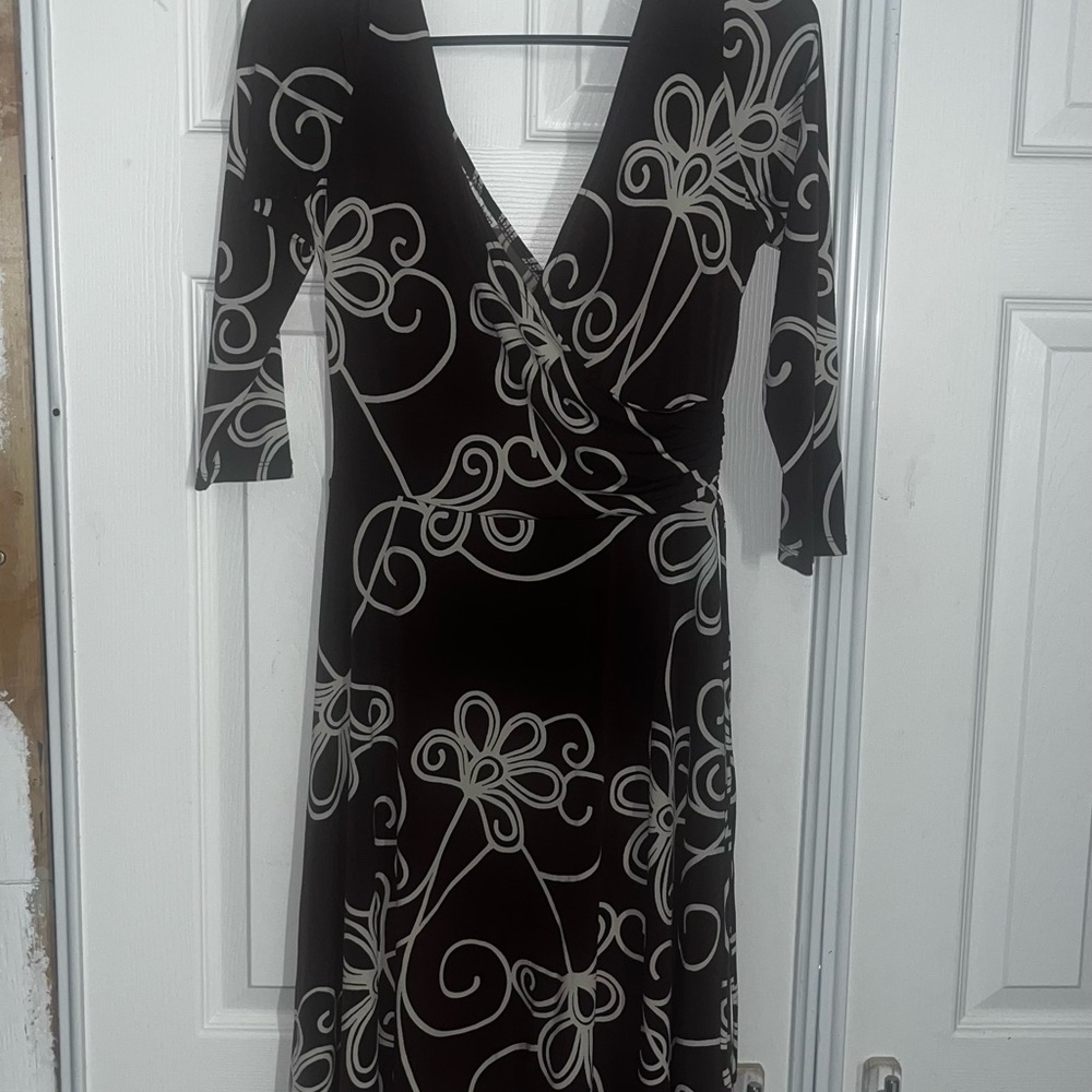 Elegant Black and White Wrap Dress